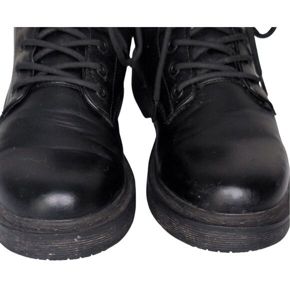 Chunky Black Combat Boots Men 9 Grunge Goth Punk 90s Y2K Workwear Slip Resistant - Picture 8 of 9